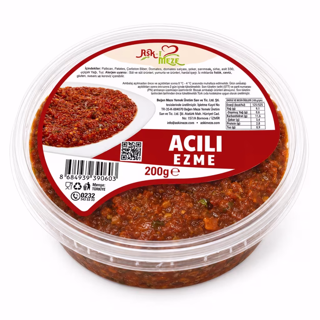 Acılı Ezme 200 g | Toptan Ambalajlı Meze | Aşk-ı Meze