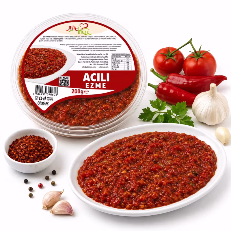 Acılı Ezme 200 g | Toptan Ambalajlı Meze | Aşk-ı Meze