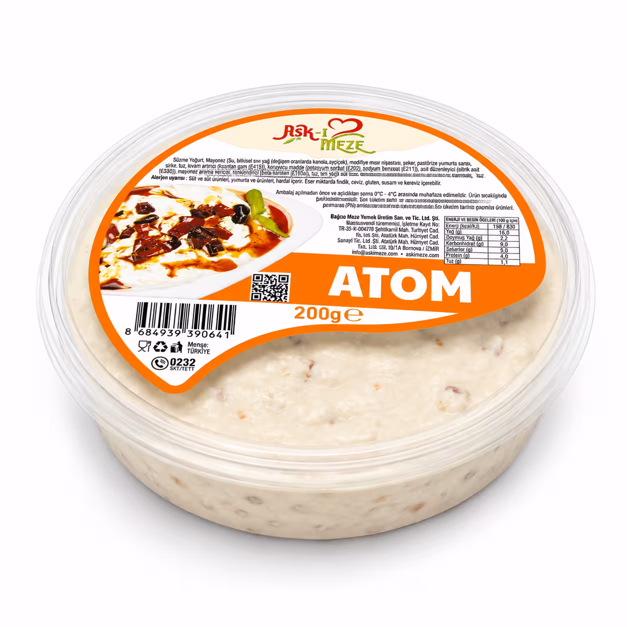 acılı yoğurt atom mezesi aşkı meze 200 gramlık paket