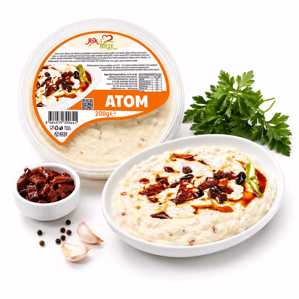 acılı yoğurt atom mezesi aşkı meze 200 gramlık paket