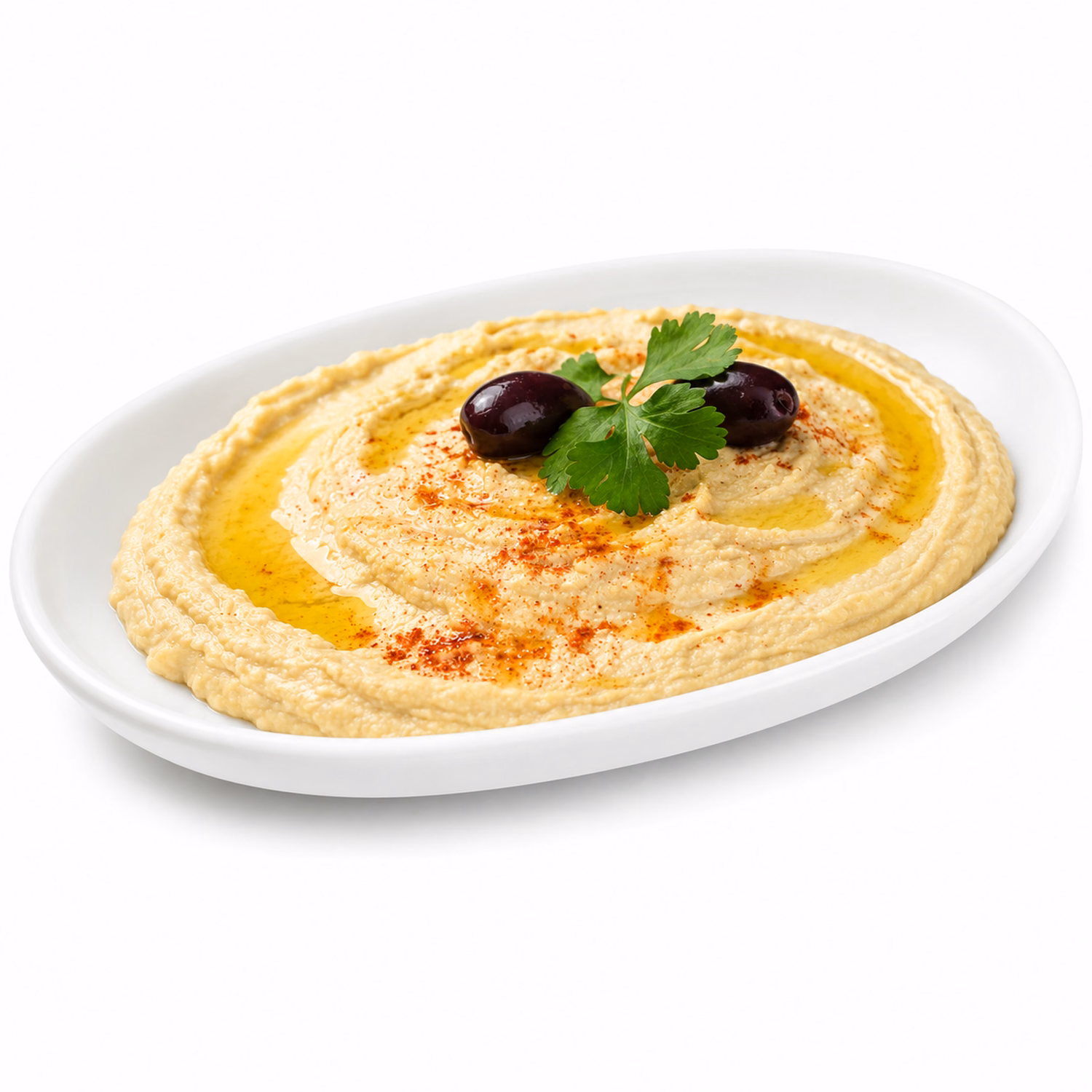 Restoran meze menüsünde porsiyonlanan humus